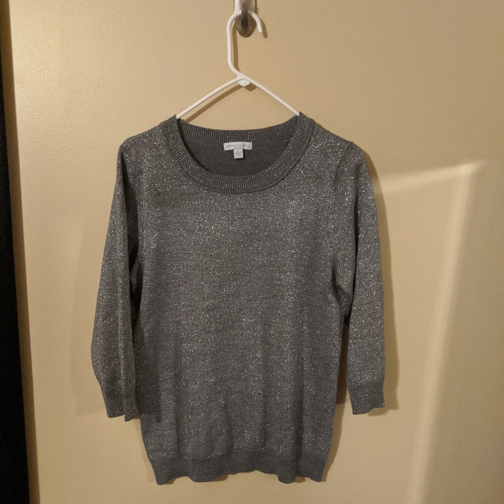 Shimmery quarter sleeve sweater